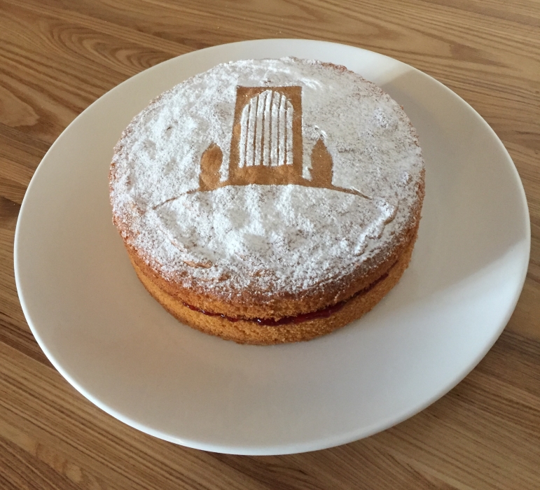 Cake on arrival at the Old Town Hall, 